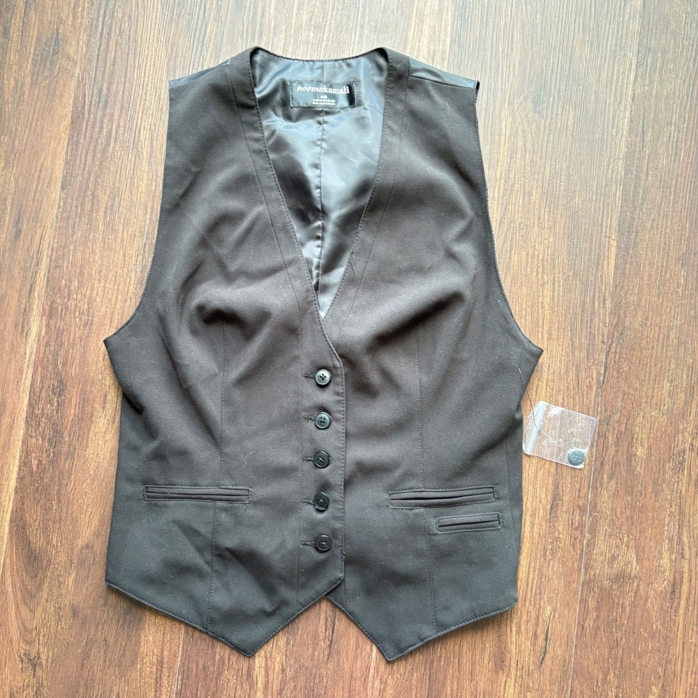 Revolve Norma Kamali Black Tailored Waistcoat Vest Whimsigoth Menswear Cinch‎ S